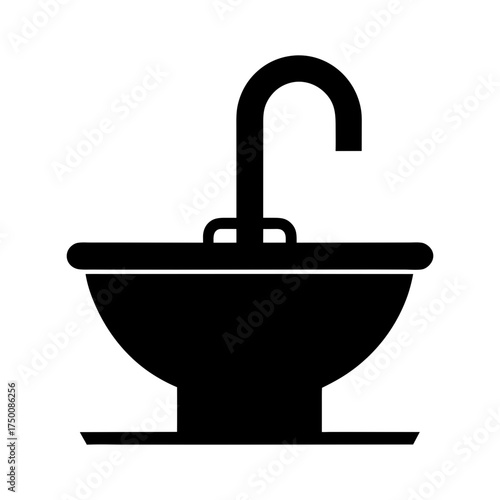 Bathroom Sink Black Silhouette Vector Interior Icon