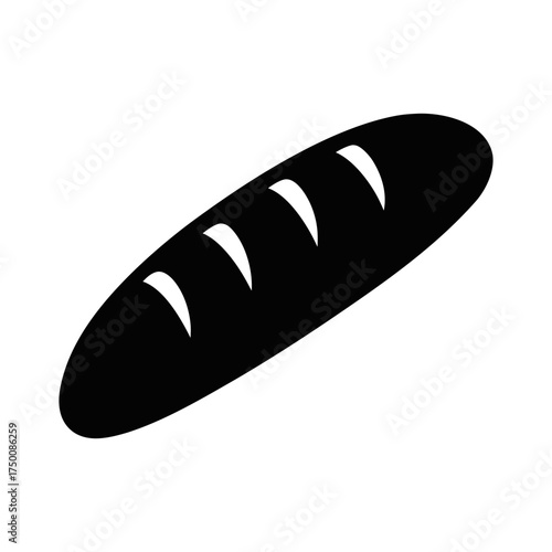 Baguette Bread Black Silhouette Vector Bakery Icon
