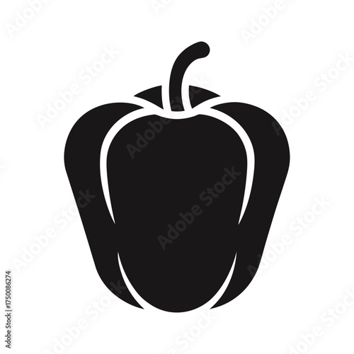 Bell Pepper Black Silhouette Vector Vegetable Icon