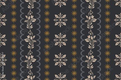 Ajrakh border and block print Pattern and batik print Background digital printing textile. Ikat Abstract striped Ethnic art. Seamless patterns, tribal folk embroidery, and Mexican style.