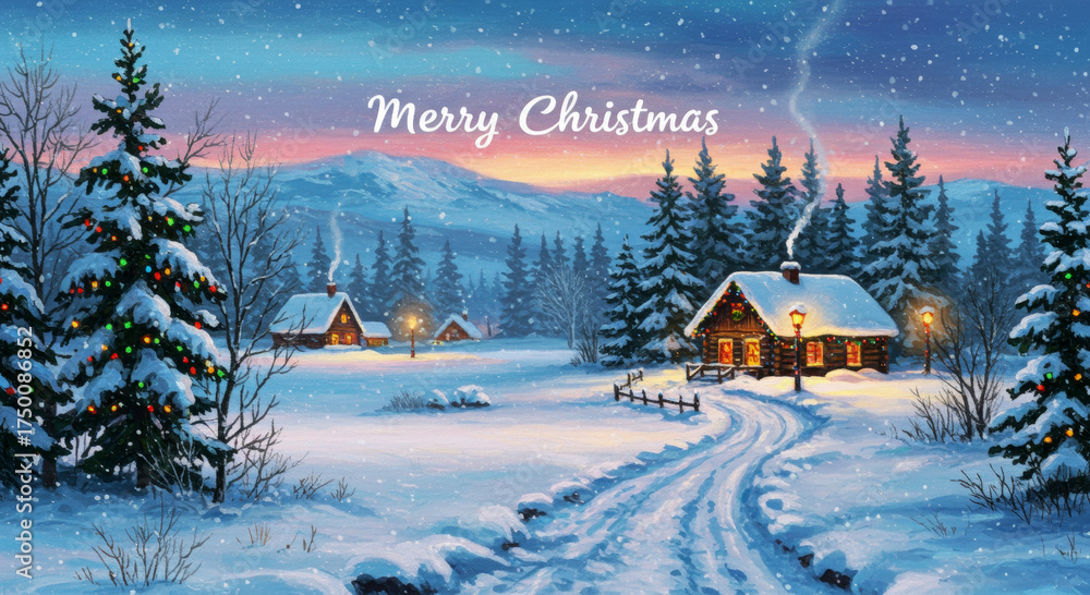 Fototapeta premium Merry Christmas and Happy New Year card
