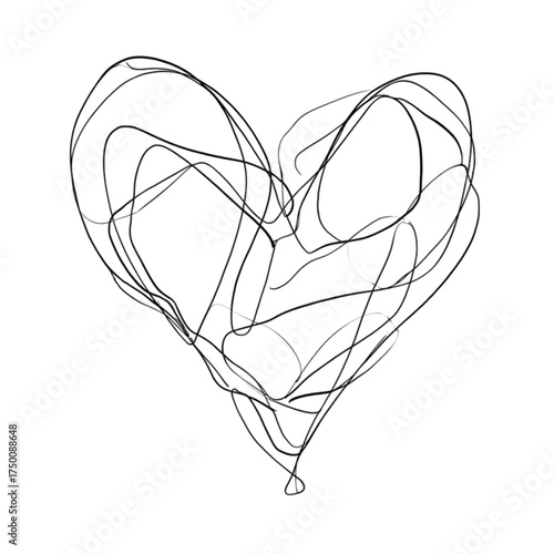 Abstract scribbled heart drawn with a single continuous line.