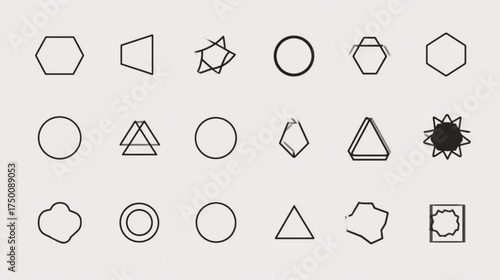 Collection of modern minimalist geometric and abstract shape icons.