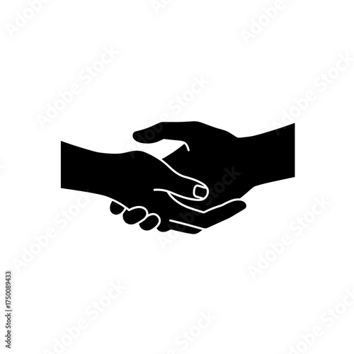 Handshake icon in black for romantic trust and connection