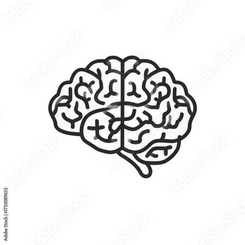 Simple black line art icon of a human brain.