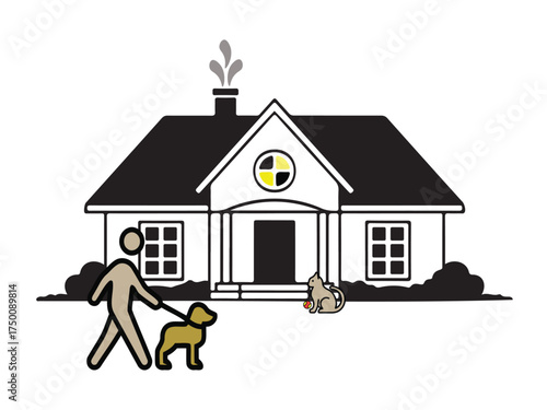 Cozy Family Home and Outdoor Lifestyle Vector Illustration