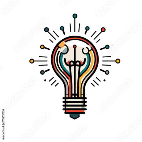 Modern linear light bulb symbol of creativity and innovation.