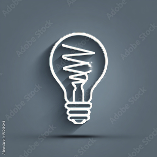 White line art light bulb icon with shadow effect.