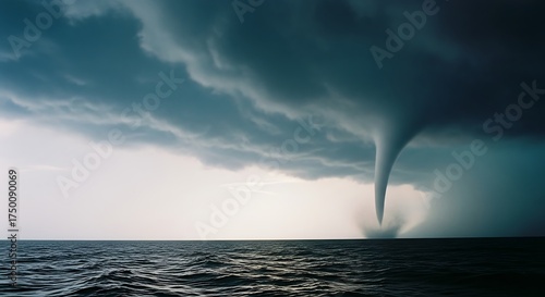 Massive Tornado Over The Ocean.