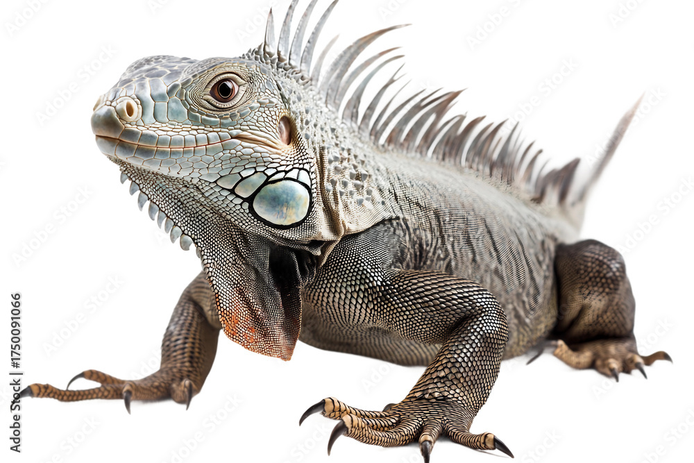 Fototapeta premium Iguana crawling pose isolated on transparent background