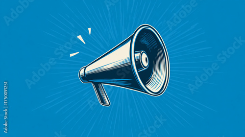 Vintage style megaphone illustration for public announcements.