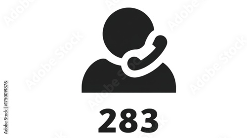 Call center agent icon with headset and the number 283.