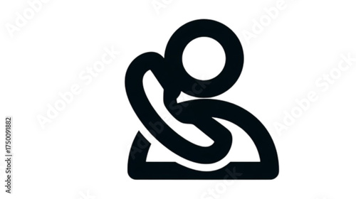 Simple black line icon of a person making a phone call.