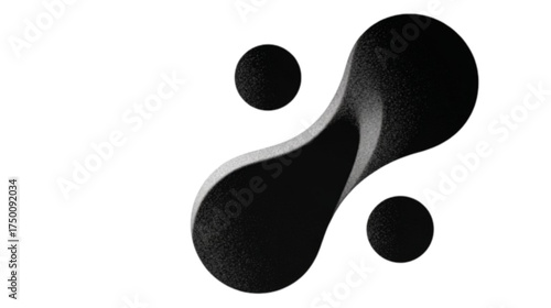 Abstract black liquid metaball shape isolated on a white background.