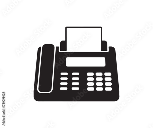 Fax machine icon silhouette on transparent background