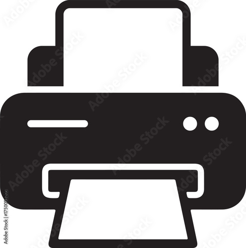 Vector office printer with paper coming out silhouette 