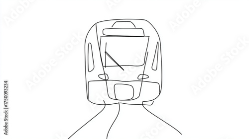 Minimalist one line art illustration of a modern train.