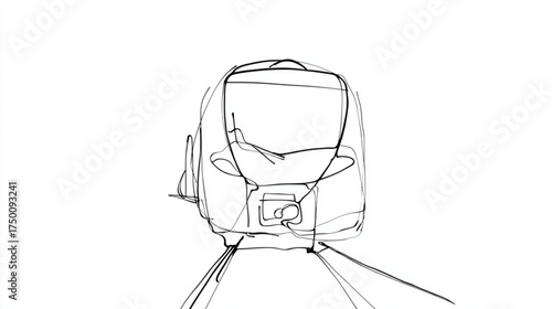 Simple line art sketch of a modern passenger train.
