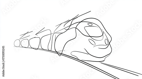 Simple black and white sketch of a fast moving locomotive.