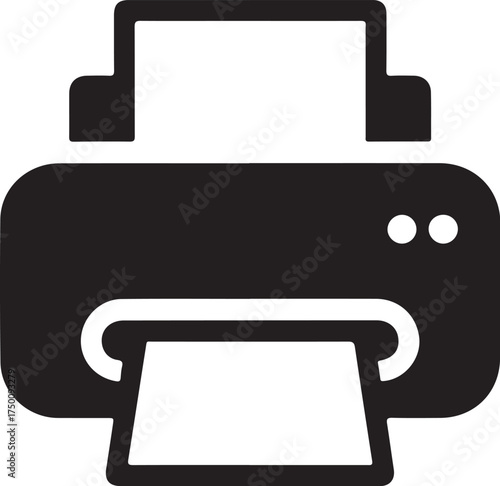 Printer icon with document printing illustration