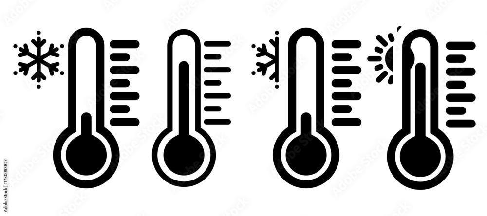 Fototapeta premium Thermometer with Sun and Snowflake Symbols for Temperature Indicator