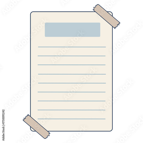 Line Page With Clear Tape Memo Notes Book Loose Leaf Paper Illustration