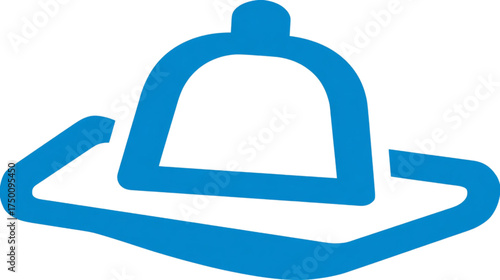 Simple blue hand drawn icon of a food cloche on a tray.
