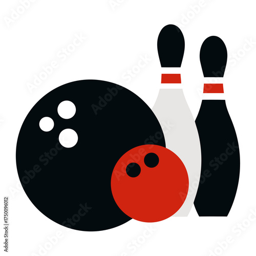 Bowling ball and pins on clean white background vector illustration