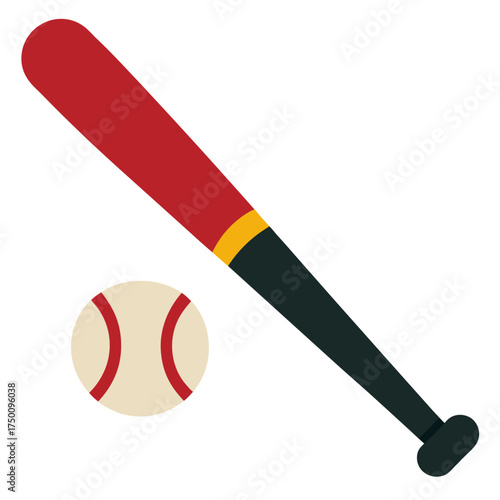 Baseball and bat simple clean shape with white background vector illustration