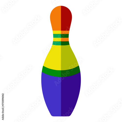 Colorful bowling pin minimal flat shape on white background vector illustration