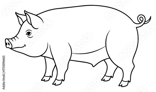 Cute Pig Sketch Outline – farm animal hand‑drawn vector illustration