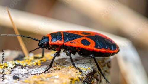 Red and Black Bug on a Branch.