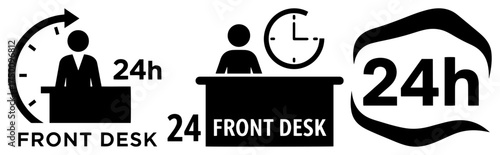 24h Front Desk Service Icons – reception customer support vector design