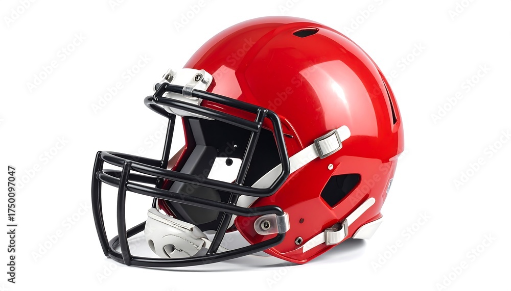 Fototapeta premium Red Football Helmet Close Up.