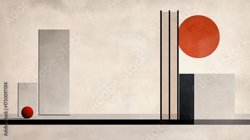Abstract textured grainy illustration with geometric shapes