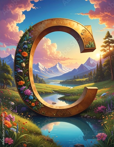 Enchanted Letter C Landscape Artwork.