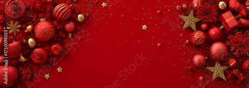 Festive Decorations in Red and Gold Create a Cheerful Holiday Atmosphere for ...