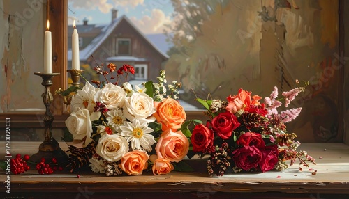 Still Life with Flowers and Candles.