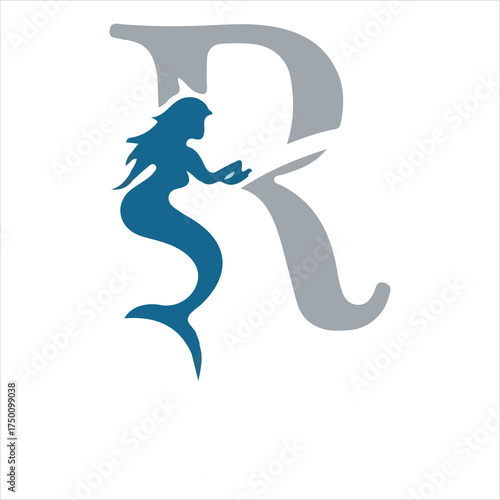 Creative Girl Fish Logo with Letter R Combination, Elegant Feminine Symbol, Modern Minimal Vector Design for Beauty, Fashion, and Marine-Themed Brand Identity and Logo Concepts