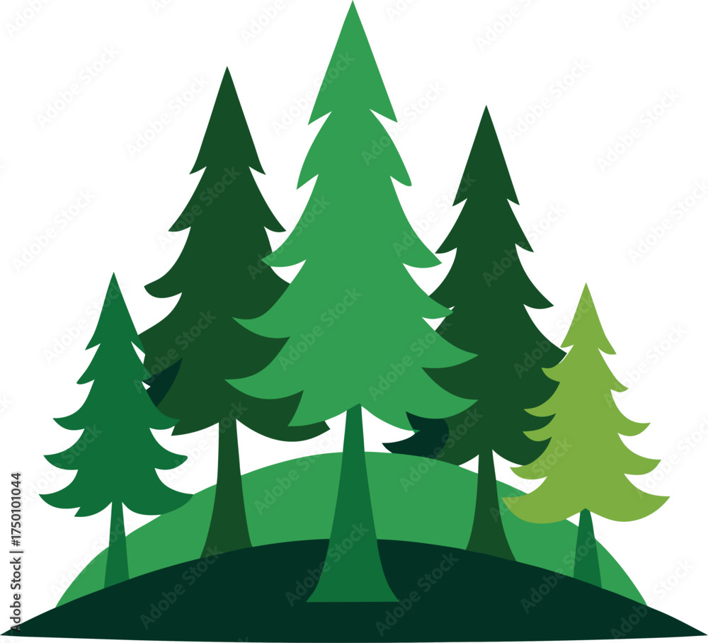 Obraz premium pine forest landscape clip art on transparent background