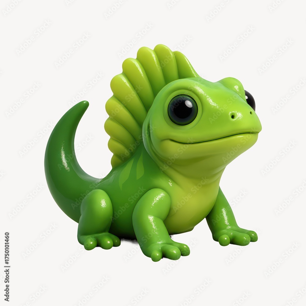 Fototapeta premium Cute green cartoon lizard illustration.