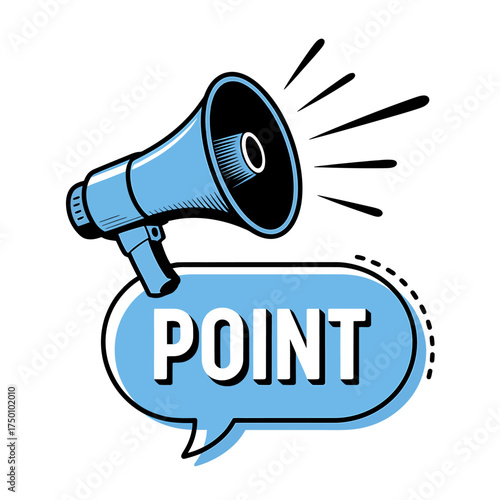 Blue Megaphone with Speech Bubble Pointing Out Information for Announcements and Communication Strategies with Attention Grabbing Design