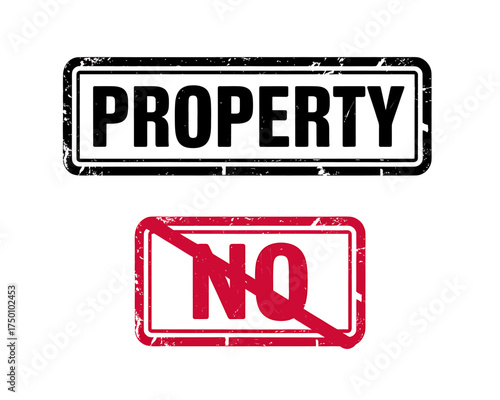 Property rights concept with property sign and no trespassing restriction in a grunge style for ownership protection and boundary security