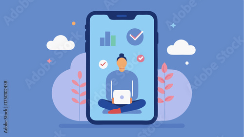 A motivational infographic displayed on a smartphone emphasizing the importance of routine checkins for mental wellness featuring visual cues for selfcare practices.