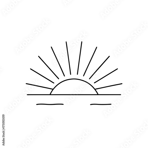 Minimalist sun rising over water
