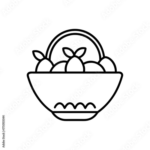 Basket full of fruits outline