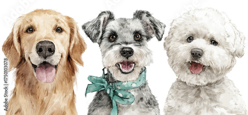 Portrait of three adorable and friendly canine companions.