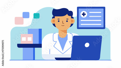 An illustration of an electronic health record system being accessed by a healthcare professional depicting the importance of data management in patient care.