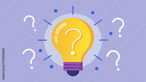 A light bulb surrounded by swirling question marks and exclamation points representing the spark of innovative ideas during a brainstorming session.