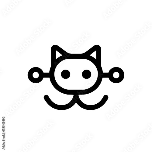 Cute cat animal pet kitten kitty feline face head whiskers ears logo vector illustration graphic design
